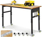 Versatile 48-Inch Height-Adjustable Rubberwood Work Table