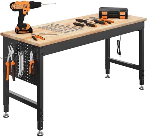 Spacious 60-Inch Mobile Workbench with Power Outlets