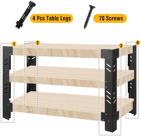 Custom Steel Workbench Leg Frame Kit for Garages