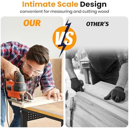 Versatile 48-Inch Height-Adjustable Rubberwood Work Table