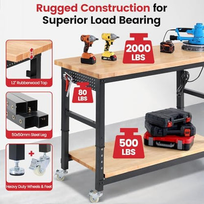 Expanded 60-Inch Workbench with Under-Shelf Storage
