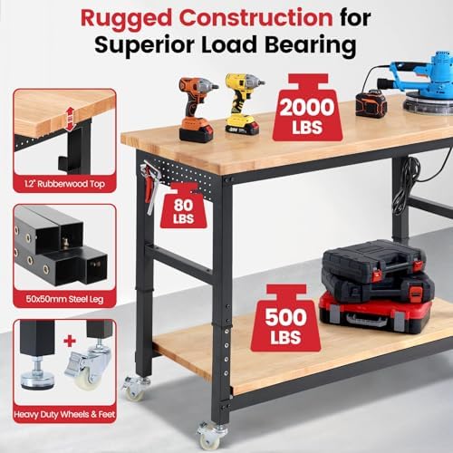 Expanded 60-Inch Workbench with Under-Shelf Storage