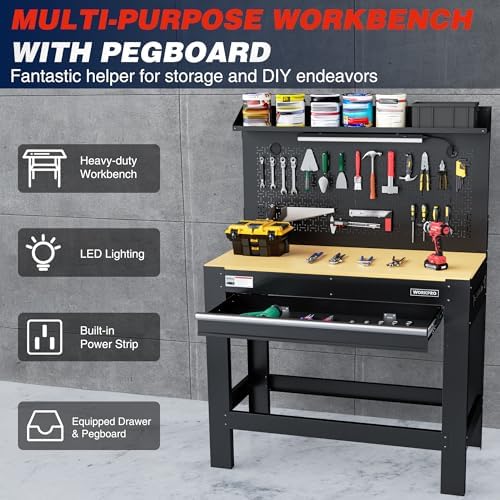 WORKPRO 45-Inch Organized Workbench with Lighting