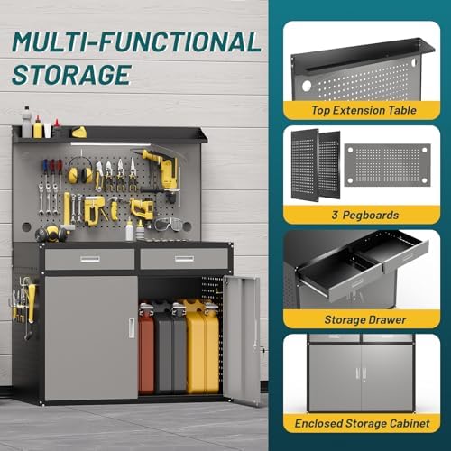 65-Inch Lockable Drawer Workbench with LED Lighting