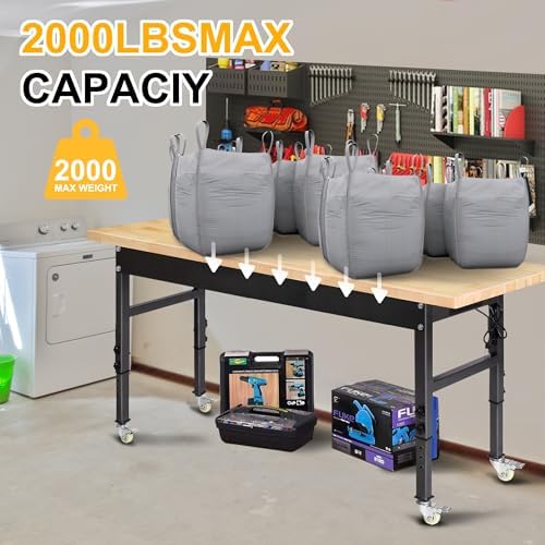 Mobile 60-Inch Rubberwood Rolling Work Station